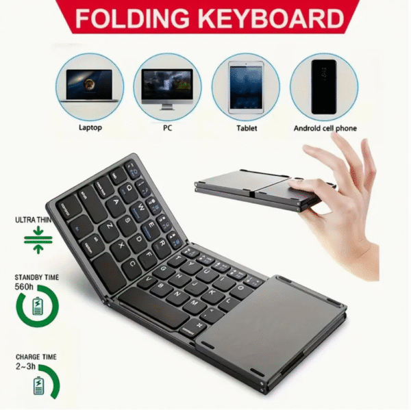 ZYY Portable Wireless 3 Fold Keyboard with Touchpad